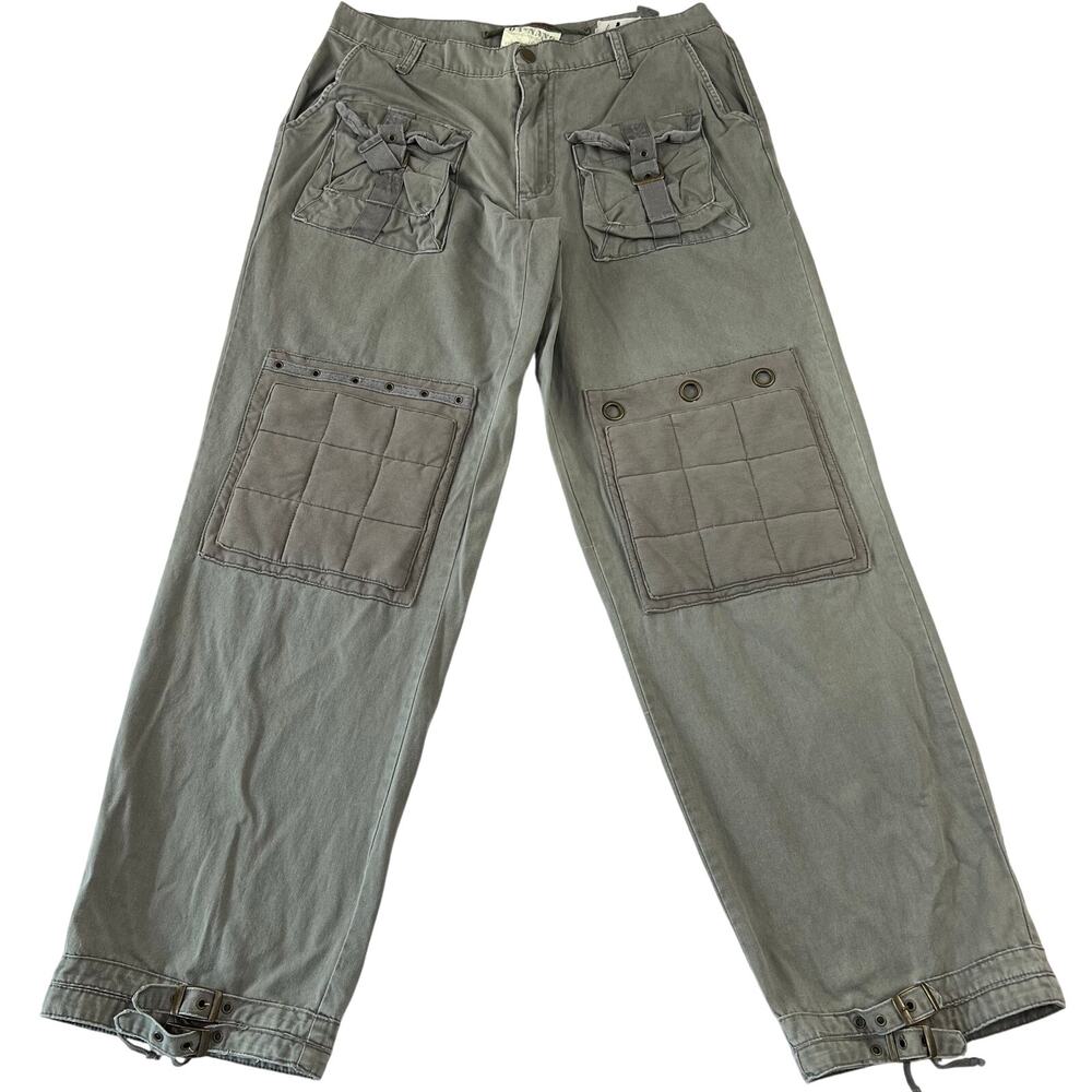 DA-NANG Surplus Indo-chine Cargo Pants sz Large 34X31 Mens 3D Patches Green Y2K